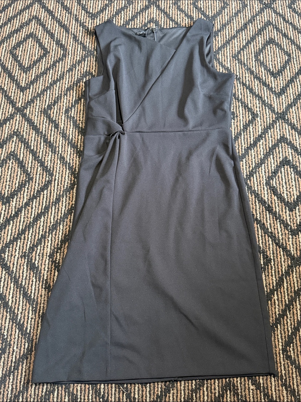 Talbots Black Sleeveless Twist-Waist Midi Dress